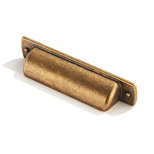 khtumeware 6 Pack 3 Drawer Pulls Antique Brass Cabinet Cup Pulls Kitchen Hardware Cabinet Handles Drawer Handles Knobs 3 inch Hole Center