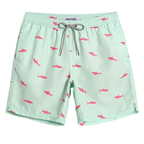 maamgic Mens Swim Trunks Quick Dry Swim Shorts with Mesh Lining Funny Swimwear Bathing Suits 7inch Light Green Large