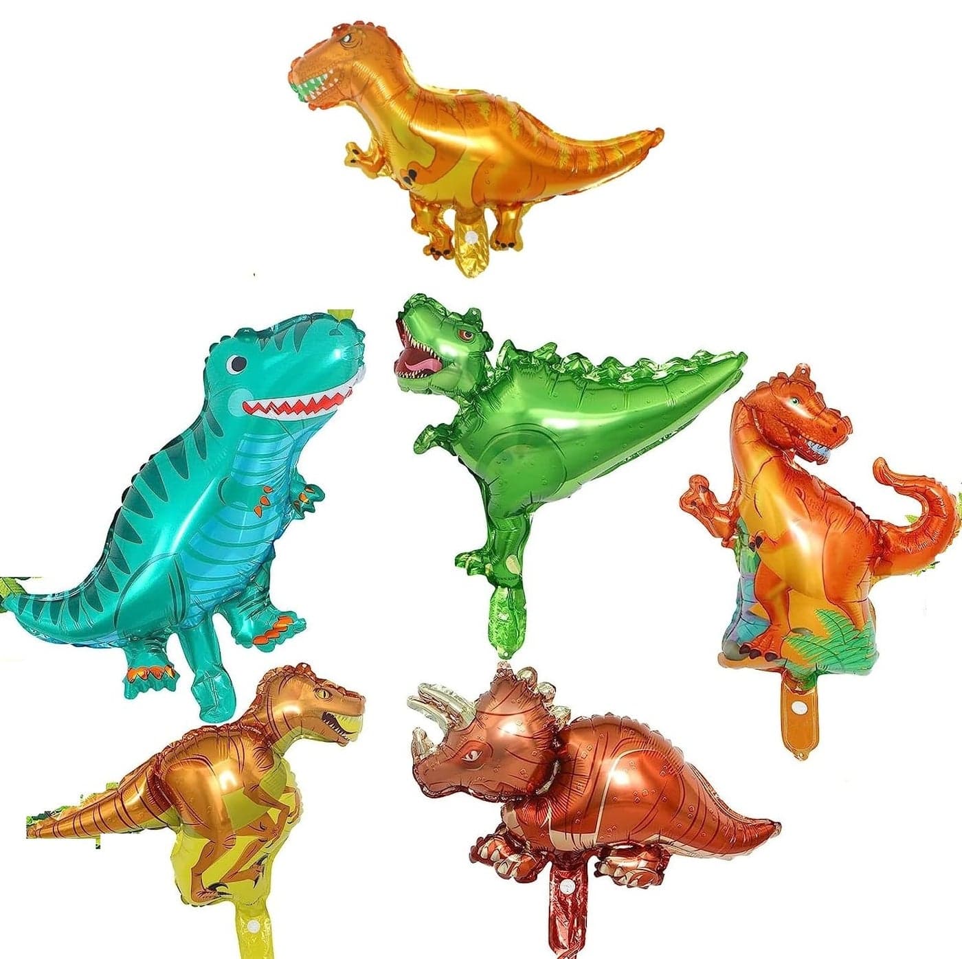 Krisah Dinosaur Theme Hand Foil Balloons Jungle Theme Multicolor Pack of 6