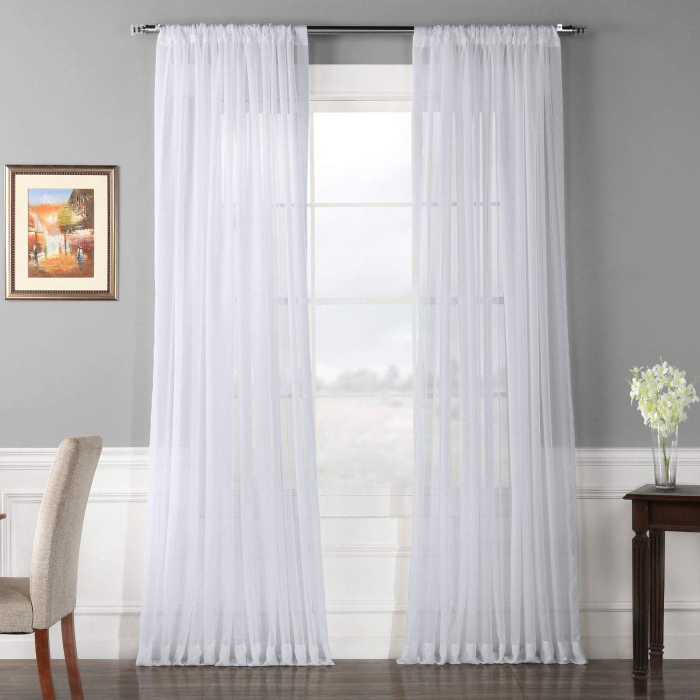 HPD Half Price Drapes Faux Linen Extra Wide Voile Poly Sheer Curtains for Bedroom 120 Inches Long 1 Panel Curtains for Living Room Home Decor 100 X 120 White
