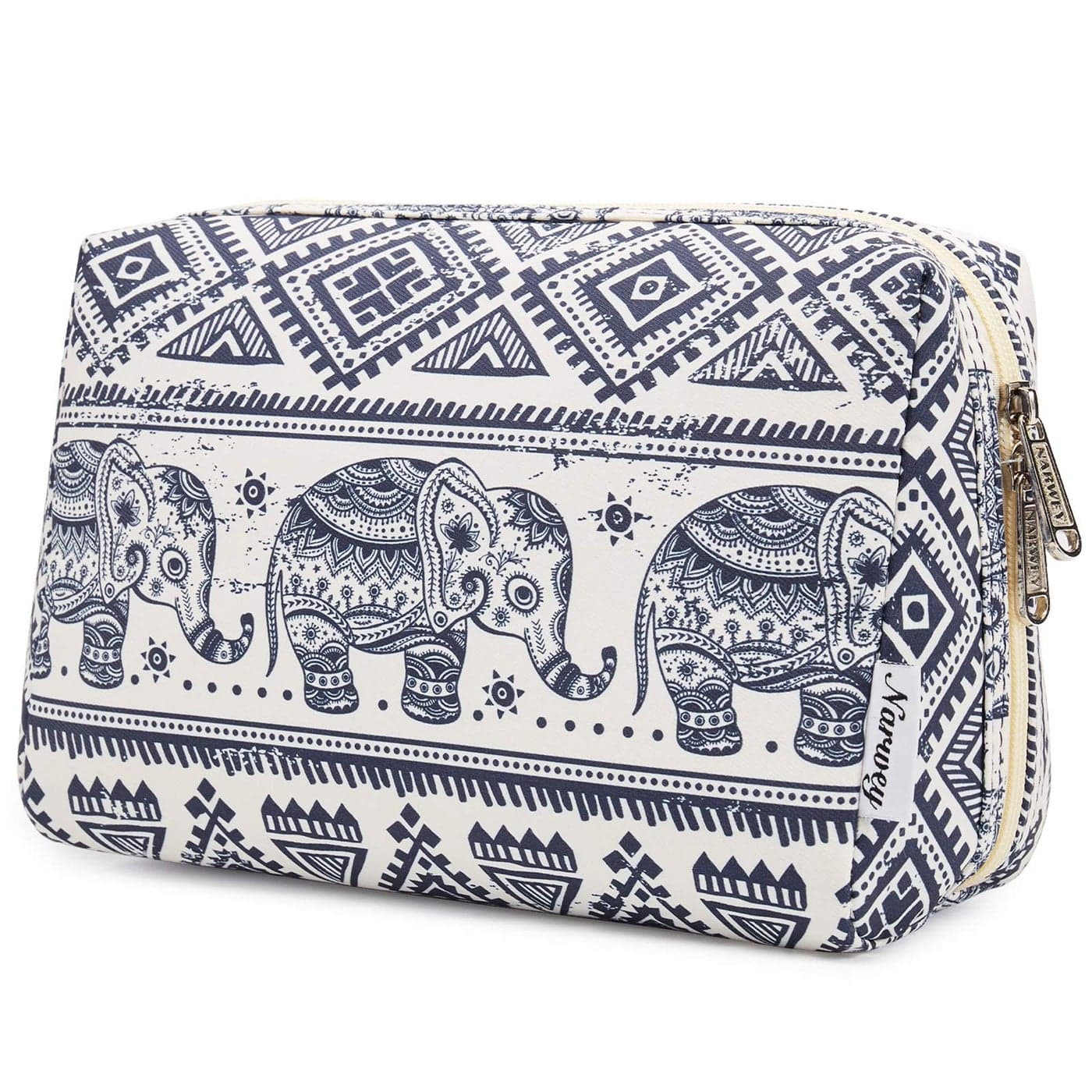 Narwey Cute Makeup Bag Travel Cosmetic Bag Organizer Toiletry Bag Make Up Bags with Compartments for Women Girls (Large, Elephant)