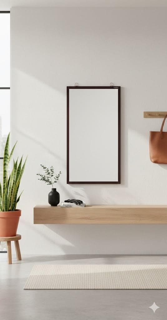 Captiver Engineered Wood Frameless Wall Hanging Solid Base Mirror (65X34 CM,Wenge) Bathroom Fancy Rectangle Decorative Washbasin Living Room Rectangular Unframed