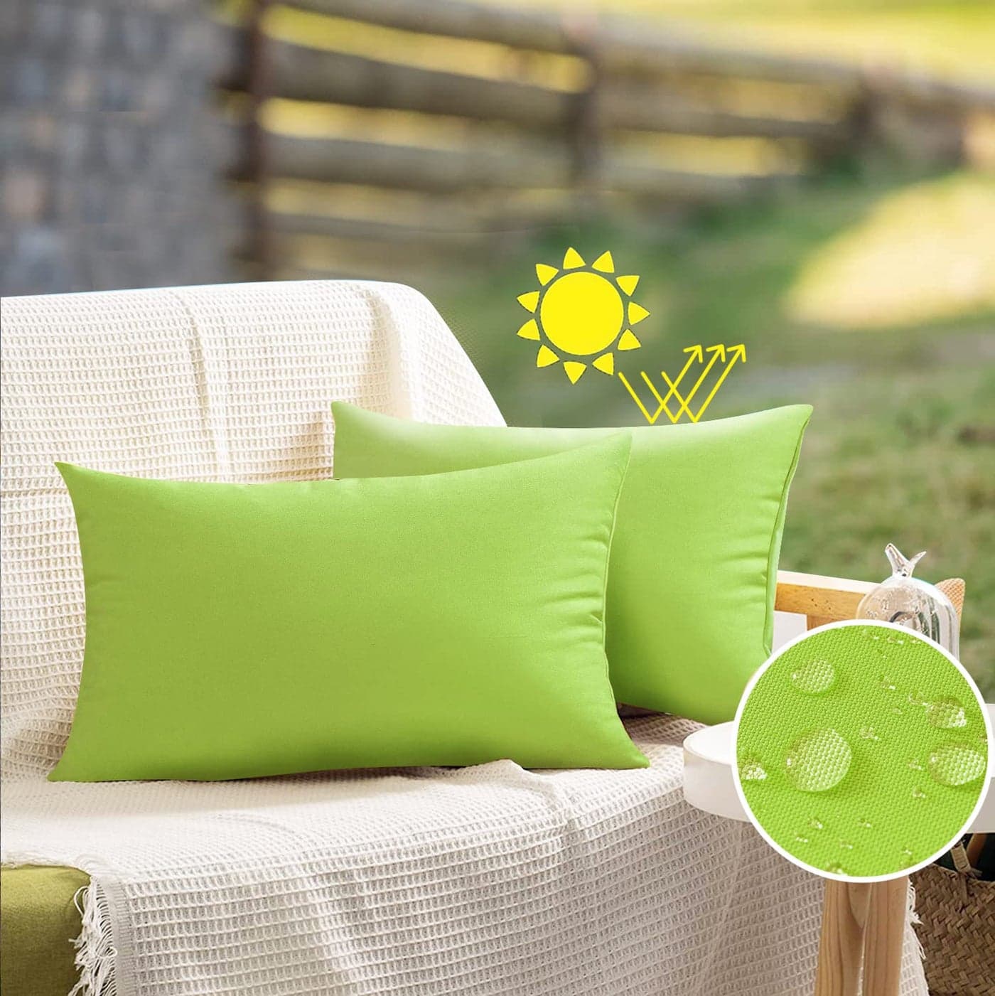 VAKADO 12x20 Outdoor Waterproof Throw Pillow Covers Set of 2 Decorative Outside Patio Furniture Cushion Cases Decor for Garden Bench Porch Couch TentGreen