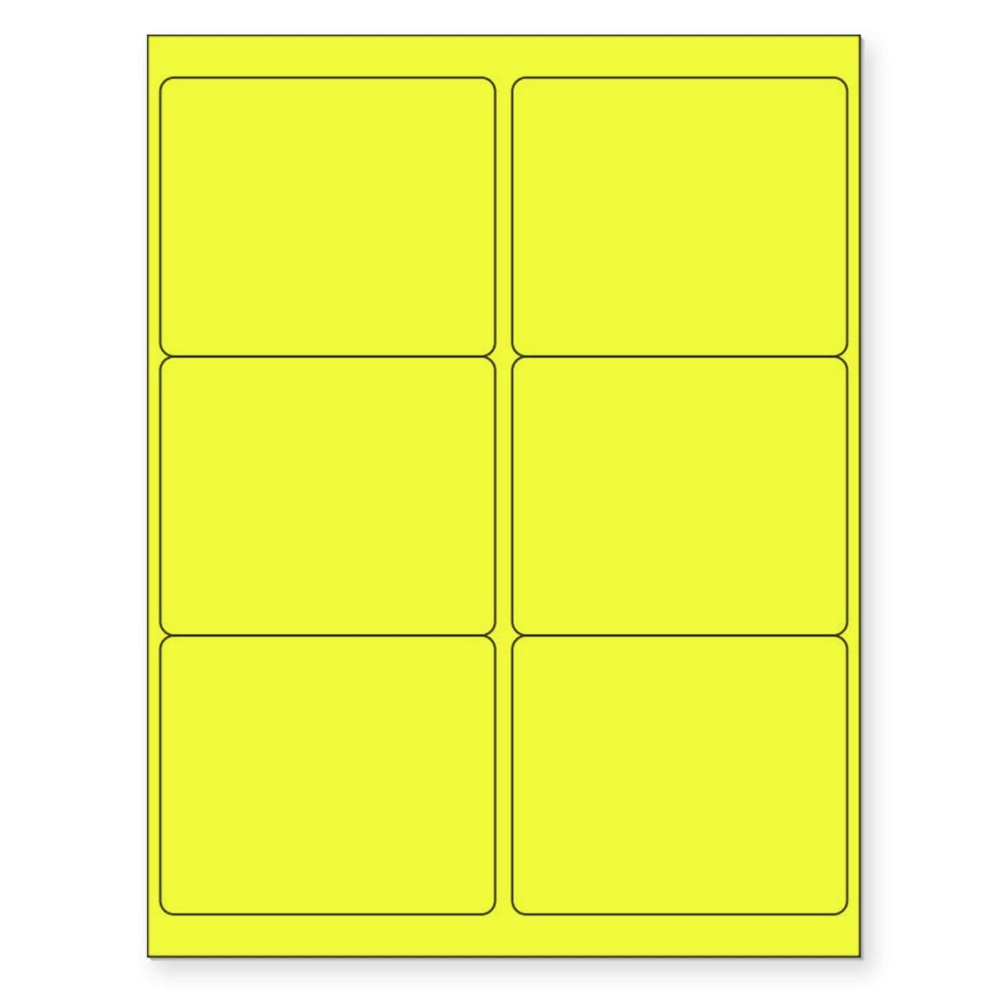 812 x 11 Neon Color High Light Fluorescent Labels for Laser Inkjet Printer Yellow Fluorescent 4 x 313 6 Per Page 600 Labels