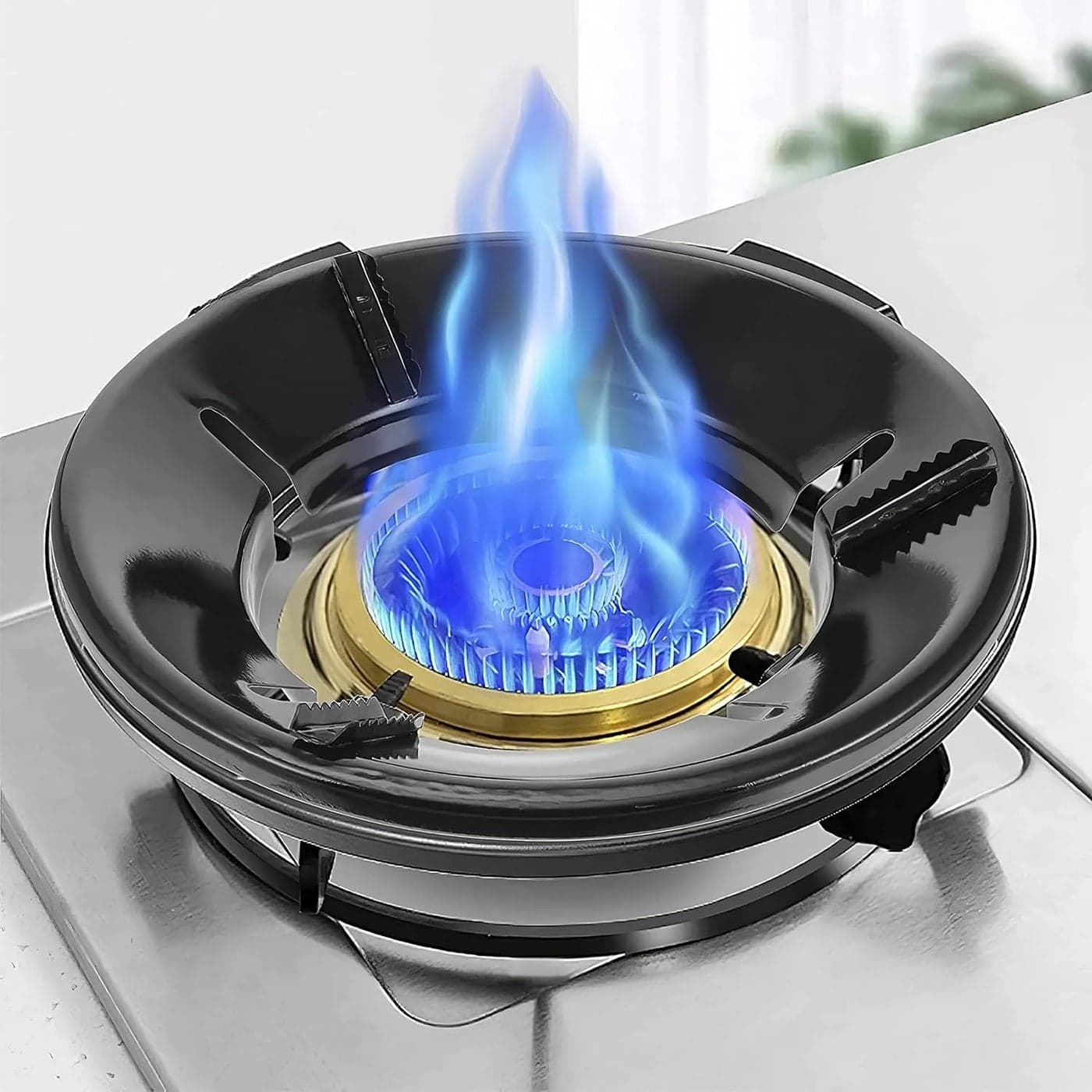 Kwer Black Gas Saver Burner Stand Gas Chula Burner Gas Saver Stand Windproof Energy Saving Gas Chula Support Stand 4 Legs Supported For Indian Gas 07Mm Thickness Heavy Material Pack Of 1 Metal