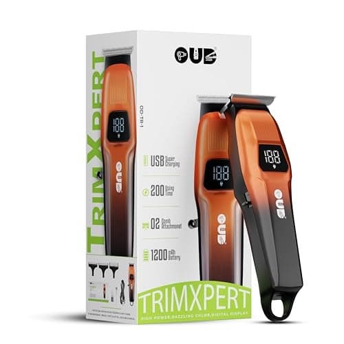 OUD OD-01 Beard & Hair Trimmer for Men | Professional Cordless Zero Gapped Hair Clippers for Barber with T Blade| Rechargeable USB Fast Charging | Digital Display | Long Battery Life (Multicolor)