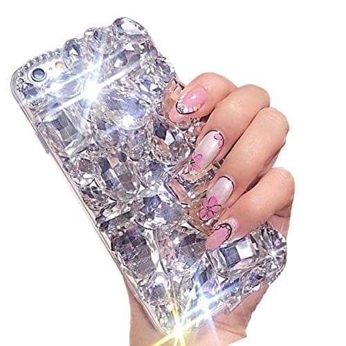 Aearl Bling Diamond Case for iPhone 8 Plus/7 Plus 5.5 inch, 3D Homemade Luxury Sparkle Crystal Rhinestone Shiny Glitter Full Clear Stones Back Phone Cover for iPhone 7 Plus/8 Plus - Clear