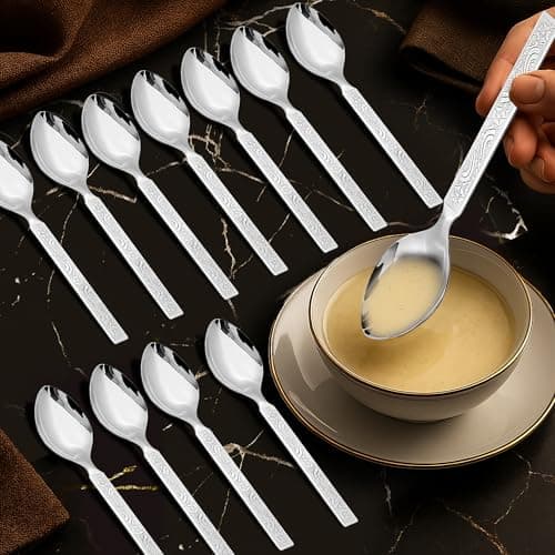 Parage 12 Pieces Stainless Steel Dinner/Table Spoons, Length 15.5 cm, Set of 12, Silver (Delux)
