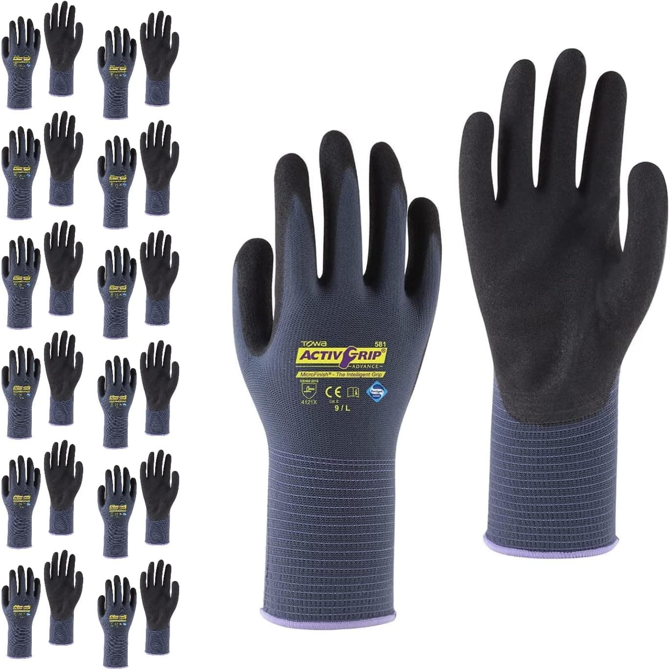 Cordova AG581 Oil Resistant Gloves MicroFinish Coating for Extra Grip and Oil Resistance Wet Grip Nylon 13Gauge Sanitized Abrasion Resistant Food Grade Comfortable Large 12Pack