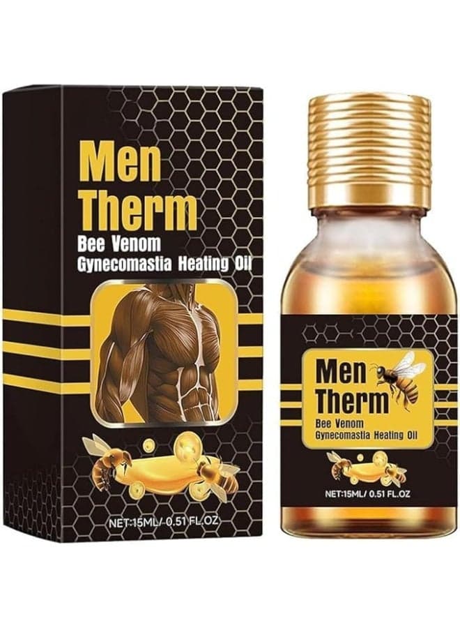 Ximonth Men Therm Bee Venom Oil for Men, Warming Chest Massage Oil with Smooth Finish, Lightweight Formula, Ideal for Post Workout or Daily Care Use, 15ml