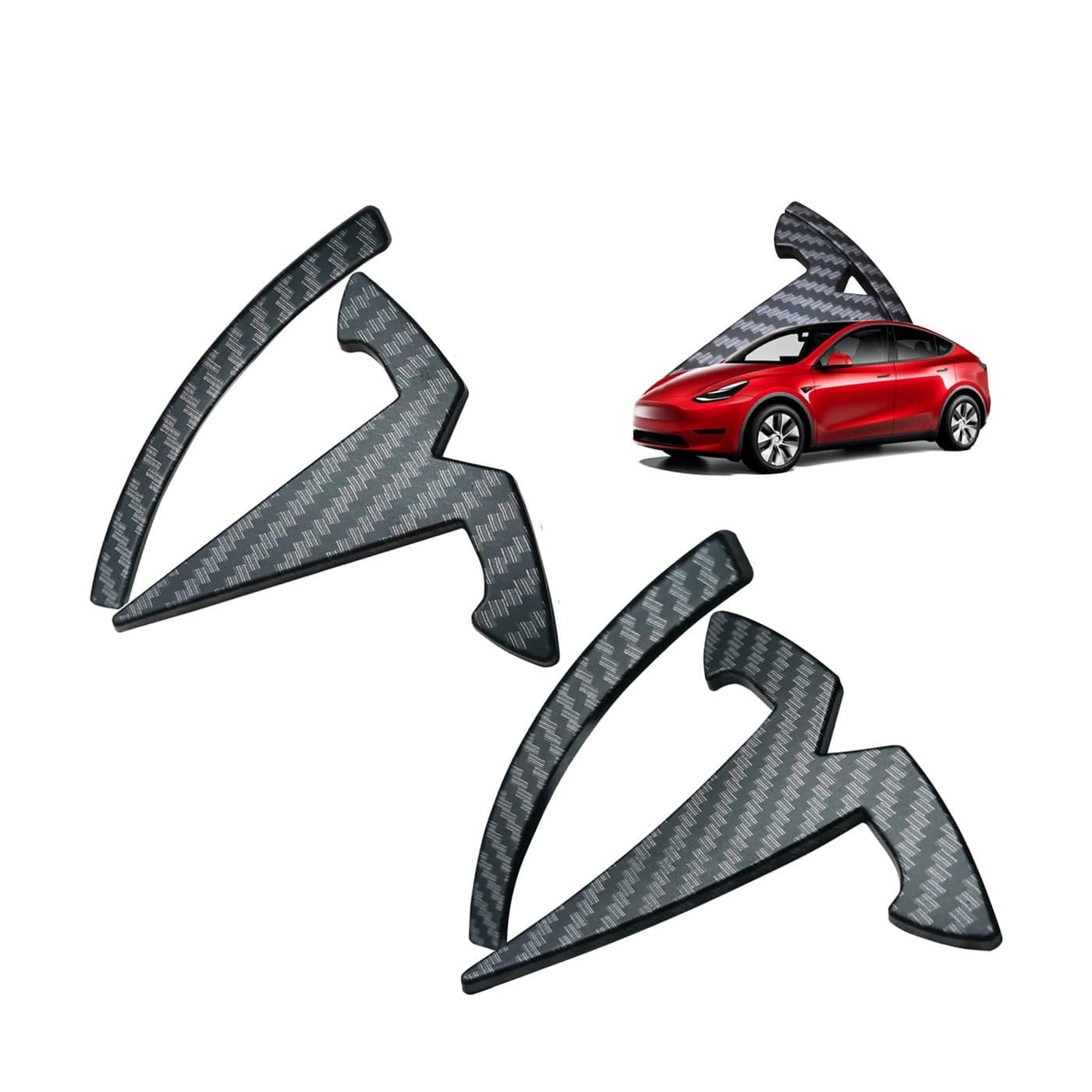 YHCDSEA for Model Y Emblem Badge Sticker Cover fit for Model Y Logo Decals Accessories Matt Carbon Fiber Pattern