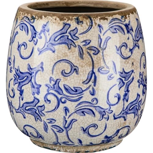 SiliFine Vintage Ceramic Flower Pot with Ice Crackle Rustic Planter with Drainage Holes for Indoor and Outdoor Decor Home Living Room Garden Decor Gardening Gift(Vintage Style)