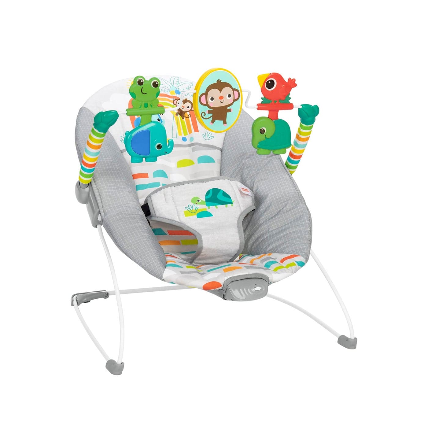 Bright Starts Playful Paradise Comfy Baby Bouncer Seat with Soothing Vibration and Toys Unisex 06 Months