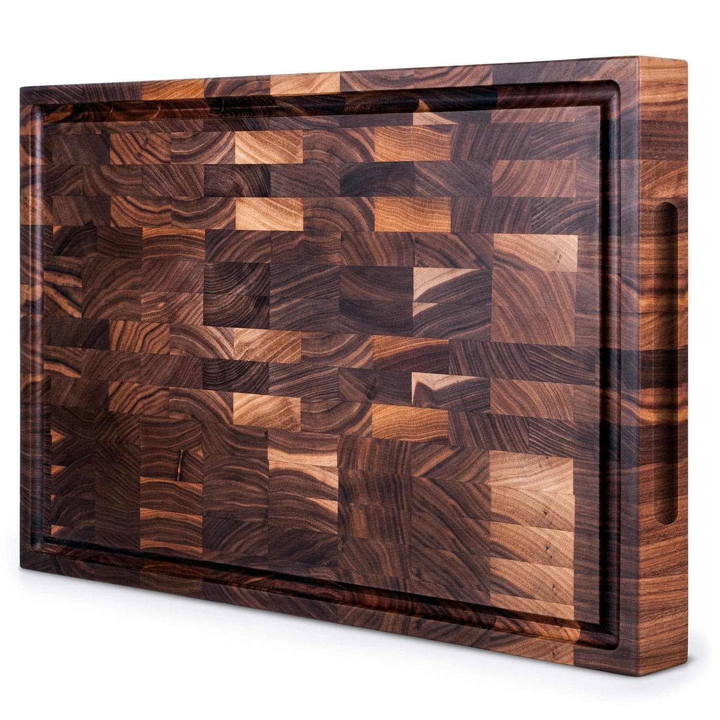 Mevell Walnut End Grain Cutting Board for Kitchen Reversible Extra Large Wooden Butcher Block With Juice Grooves Made in Canada Walnut 20x13x2