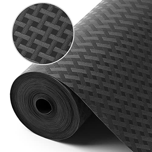 StaHom Shelf Liners for Kitchen Cabinets Refrigerator Liners Waterproof & Oil-Proof Kitchen Cupboard Liner Non-Slip Drawer Mats Non Adhesive Fridge Liner for Shelves - Black 11.8 x 59 Inch