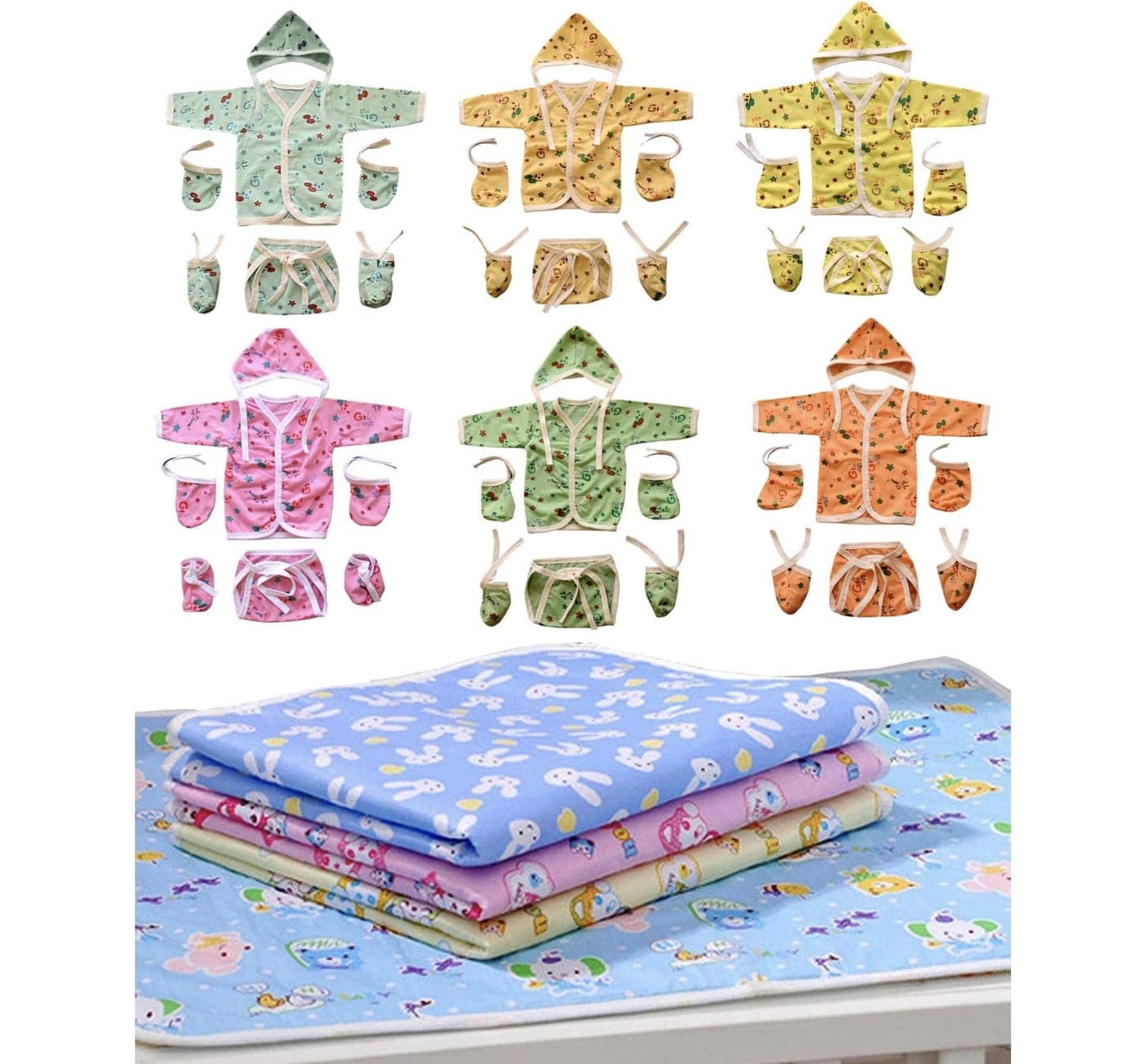 Infantbond New Born Baby Shower | Gift Pack | Daily Essential Clothing Set & Sheets (Total Items: 34)(0-3 Months)