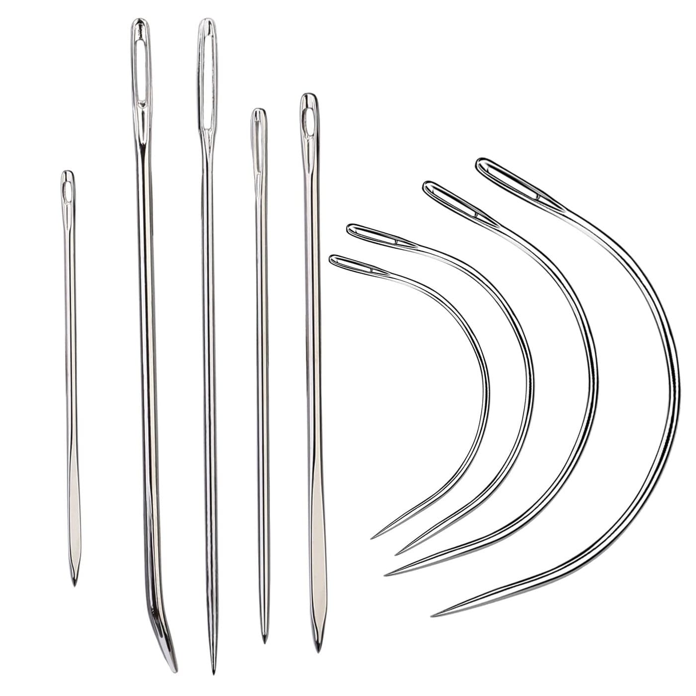 9 Pcs Heavy Duty Hand Sewing Needles KitLeather Sewing Needles with 5 Leather Hand Sewing Needle and 4 Curved Needle for Home UpholsteryLeather Needles for Hand SewingCarpet Canvas Repair