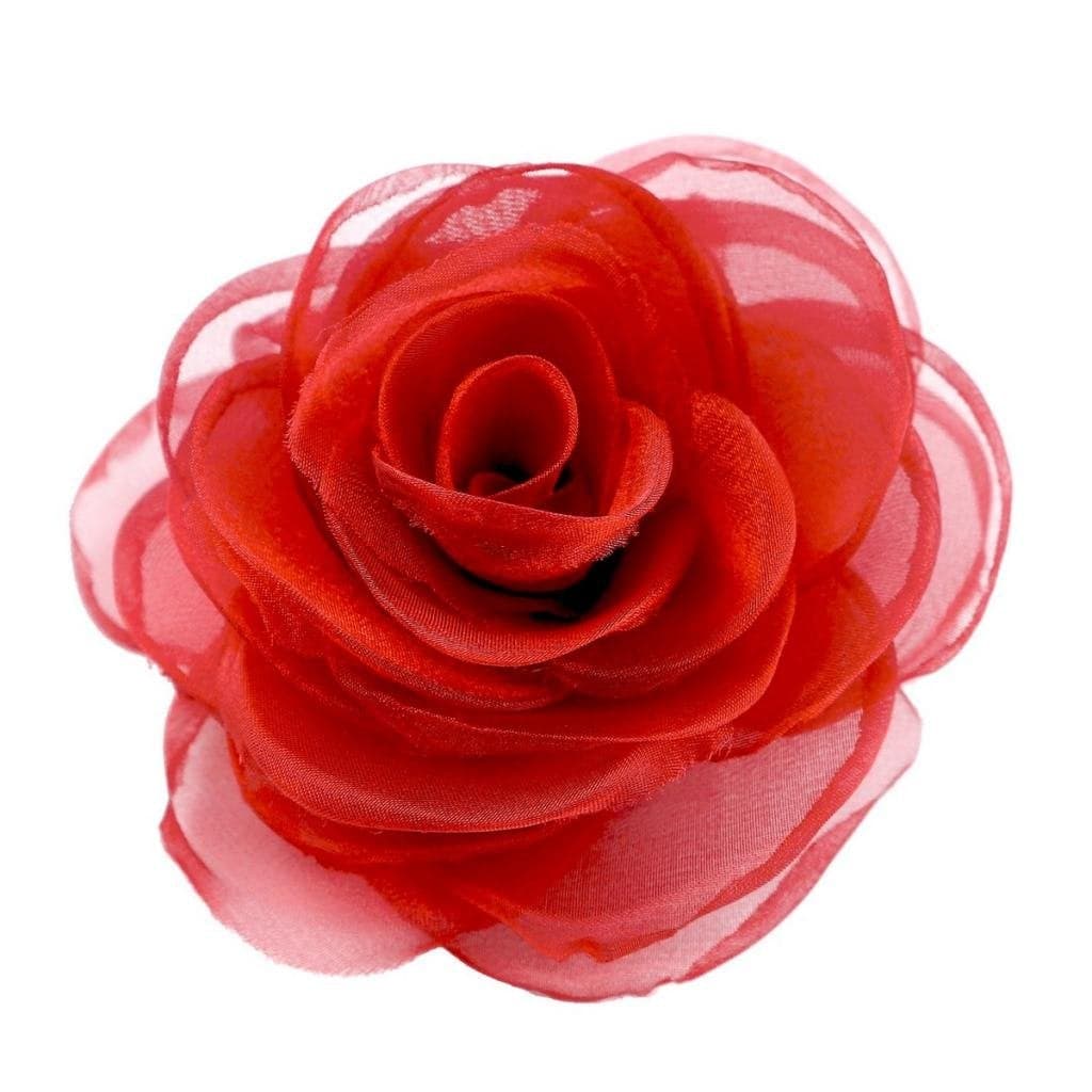 Lovely Rose Brooches and Floral Hair Clips Decorative Accessories for Women Hat Pins and Red Brooch Included