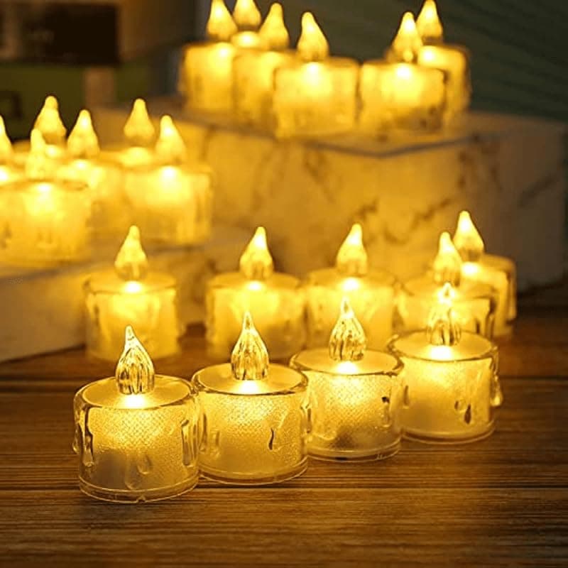 CraftVatika 8 Pices Led Tealight Candles for Diwali Decoration Item for Home and Diwali Gifts - Plastic Flameless & Smokeless Led Tealight Candles Set of 8 for Office & Living Room Diwali Decor Item