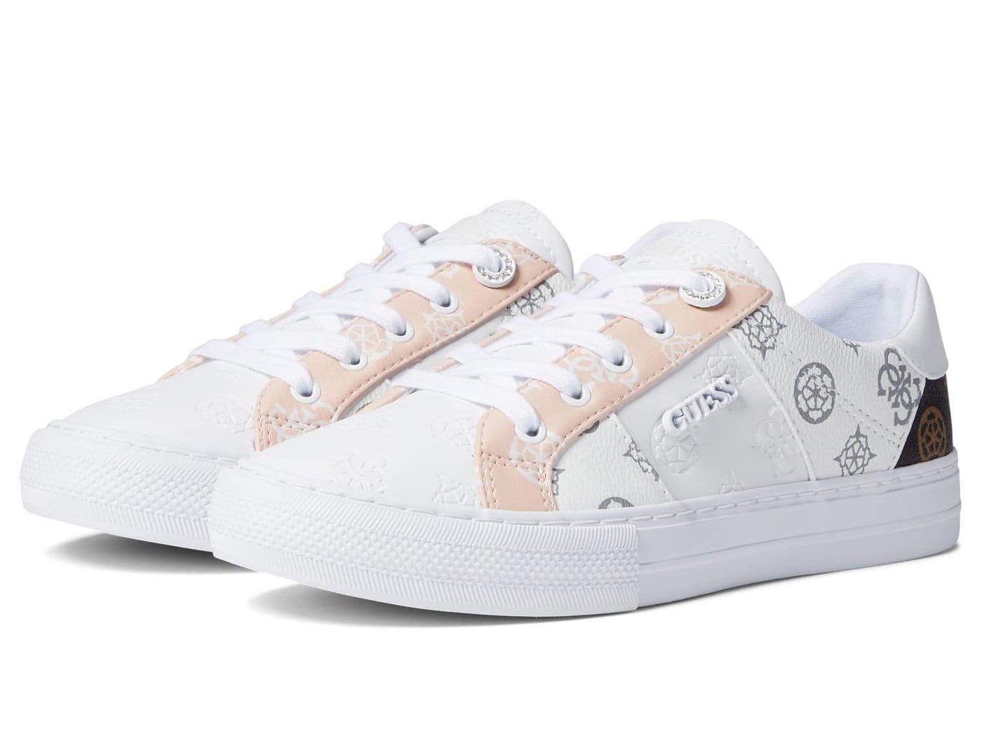 Guess Women's Loven3 Sneaker, White/Pink 680, 9