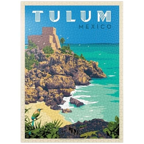 MyPuzzle Mexico Tulum Vintage Poster Premium 1000 Piece Jigsaw Puzzle for Adults