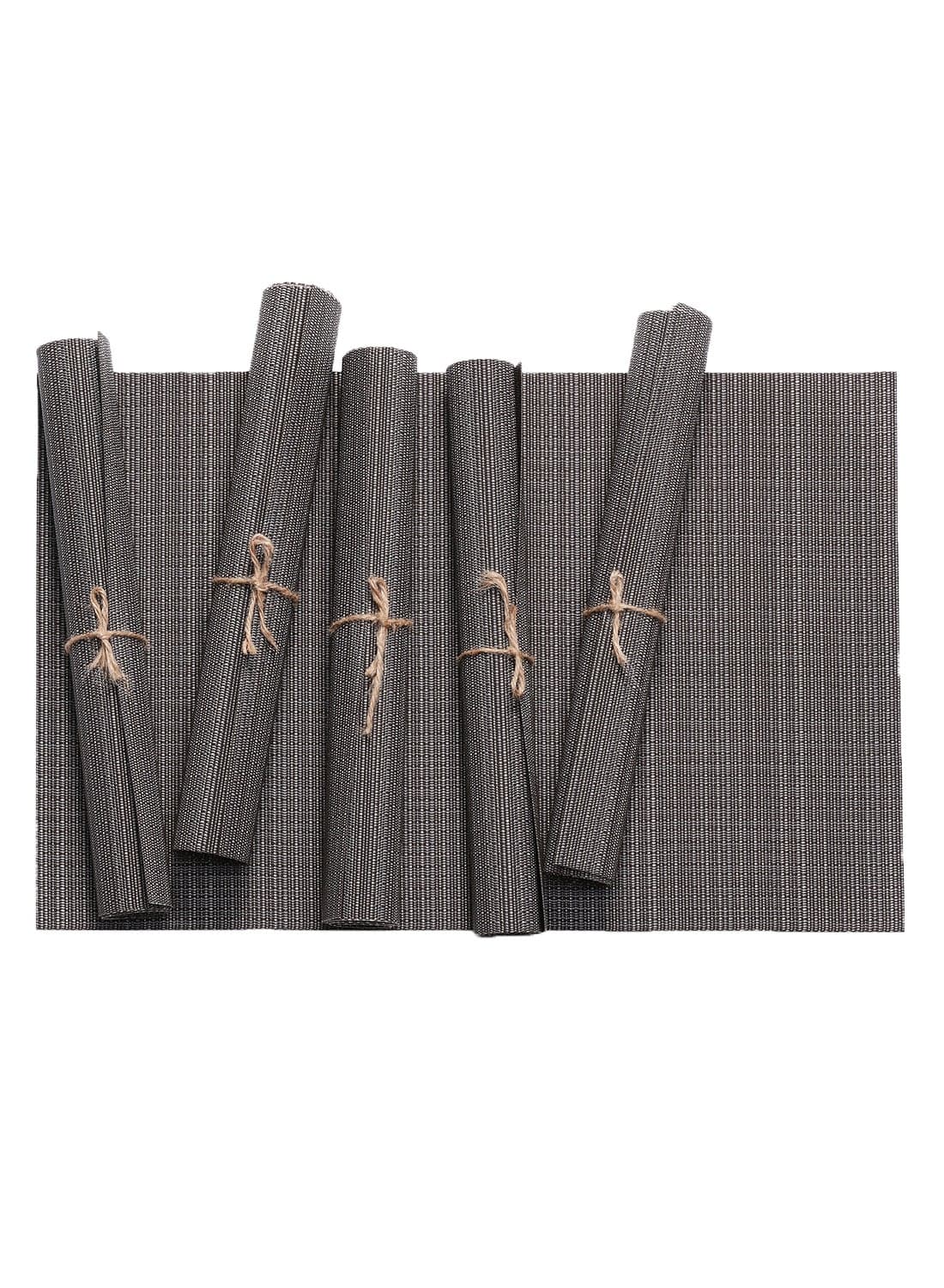 6-Piece Crossweave Placemat Set Dark Grey 45 x 30centimeter
