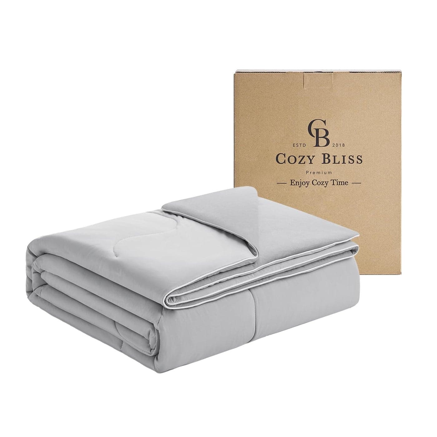 Cozy Bliss x Sorona Viscose Natural Fiber Cooling Comforter Queen Size Reversible Silky Smooth Cooling Blanket with QMax046 for Hot Sleepers Night Sweats Cool Grey 90x90