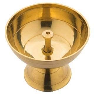 Neoteric Indian Classic Traditional Small Nandha Vilakku Oval Brass Diya | Gold Pooja Oil Lamp for Temple, Prayer Room, & Festivals | Spiritual Decoration | Durable & Elegant | Pack of 1