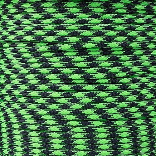 100FT Type III Viper (Neon Green/Black) Paracord 550 Parachute Cord 7 Strand ...
