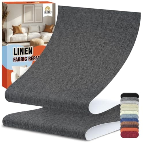 Linen Fabric Repair Tape 47x63 Inch Self Adhesive Couch Patch Repair Fabric Tape for Furniture Linen Patch Kit for Couch Carpet Upholstery Chair Sofa Cushion Bag Black Grey