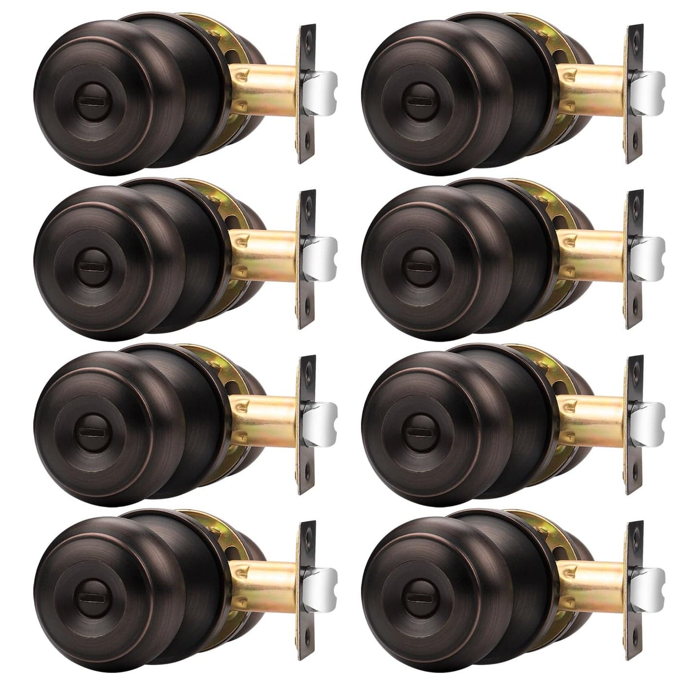 Probrico Oil Rubbed Brozne Door Knobs Privacy Door Locks with Round Ball Interior Door Knobs for Bedroom Bathroom 8 Pack