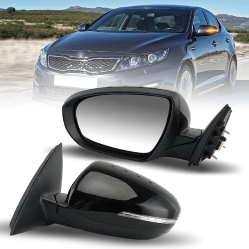 MOFOAP Driver Side Mirror Compatible with 2011 2012 2013 Kia Optima Mirrors with Turn Signal Light,Power Glass,Manual Folding,Replace KI1320152 Black (5 Pins)