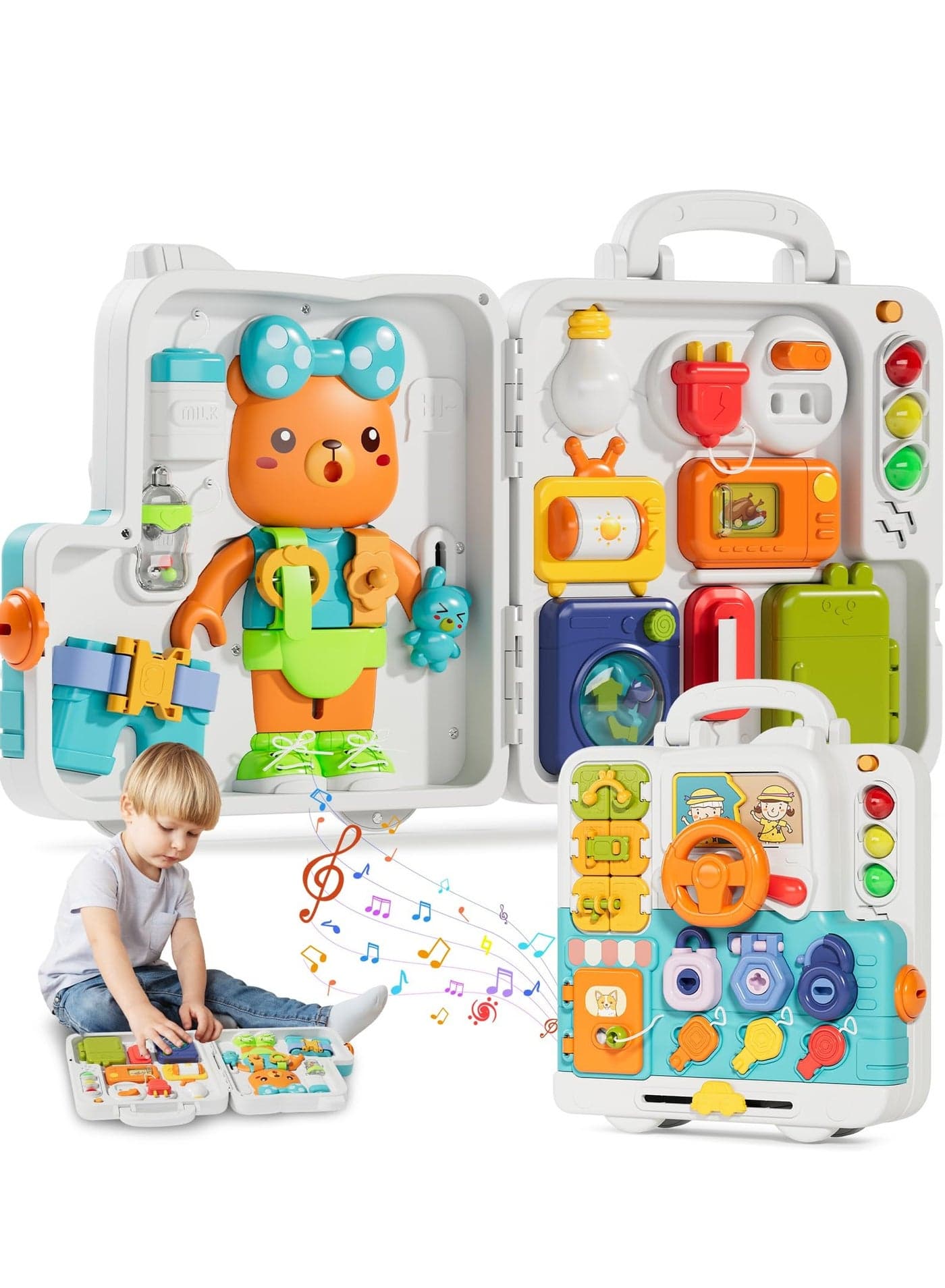 81 in 1 Montessori Toys, Musical Busy Board, Learning Sensory Toddler Toys for 1-3, Motor Skills Developmental Toy, Birthday Gift Travel Toys for 1+ Year Old Boy Girl