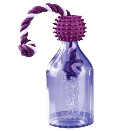 PetSafe Busy Buddy Tug-A-Jug - BPA-Free Refillable Treat Holder for Heavy Aggressive Chewers - Multi-Sensory Stimulation to Relieve Boredom, Encourage Play & Slow Down Eating - Medium/Large