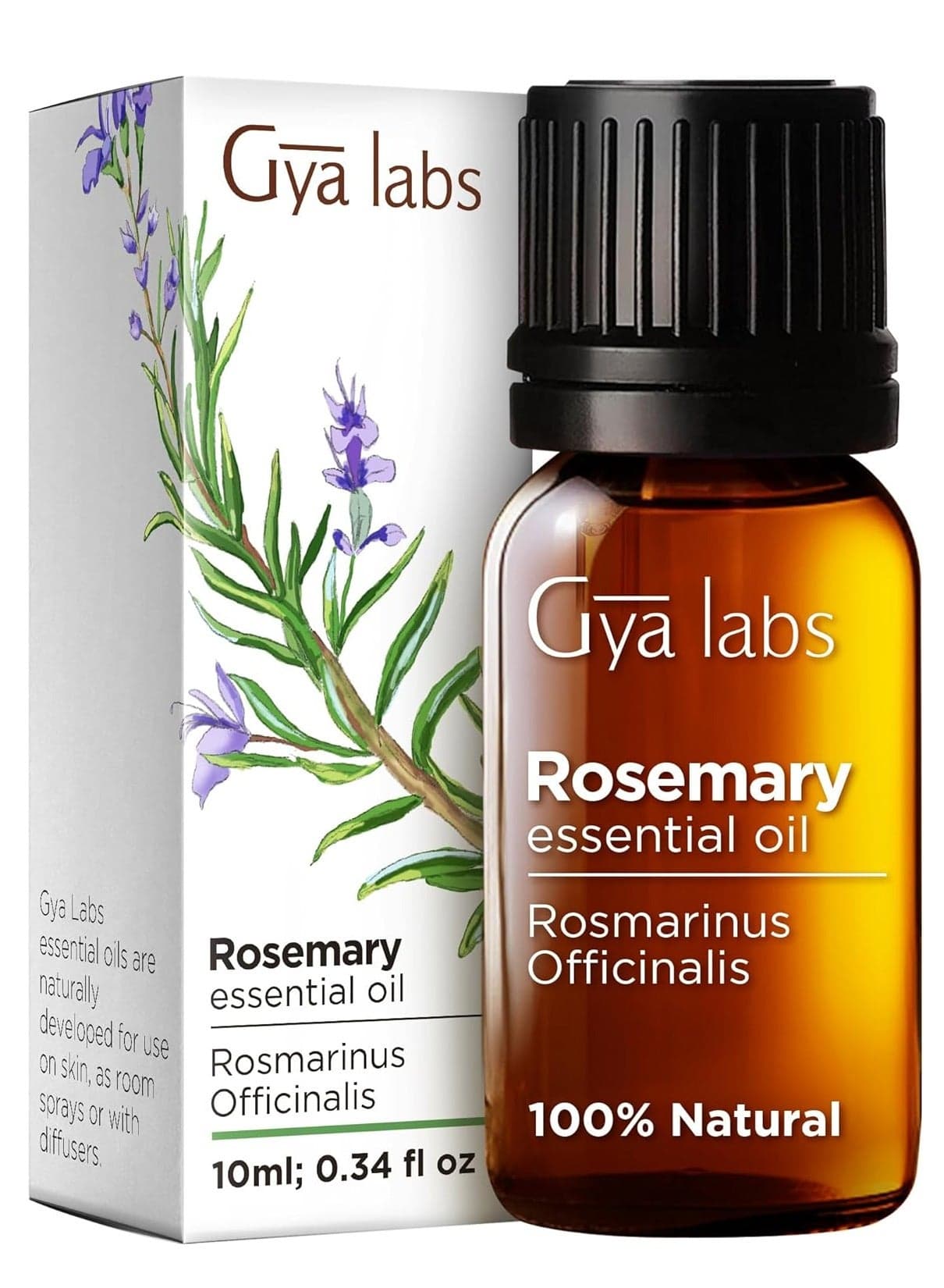 Gya Labs Rosemary Oil for Hair & Scalp - 100% Natural Rosemary Essential Oils for Hair, Skin & Rosemary Essential Oil for Diffuser - 100% Pure Aromatherapy Oils (0.34 fl oz)