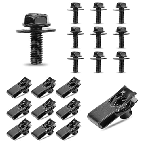 Yumfugu 20 PCS Car Bolt Uclamp Fastening Set Hood Protector Fender Bumper Radiator Hood Panel Fastening Screw Bolt Extrusion UShaped Clip Universal Body Fixing Replacement for Cars Black