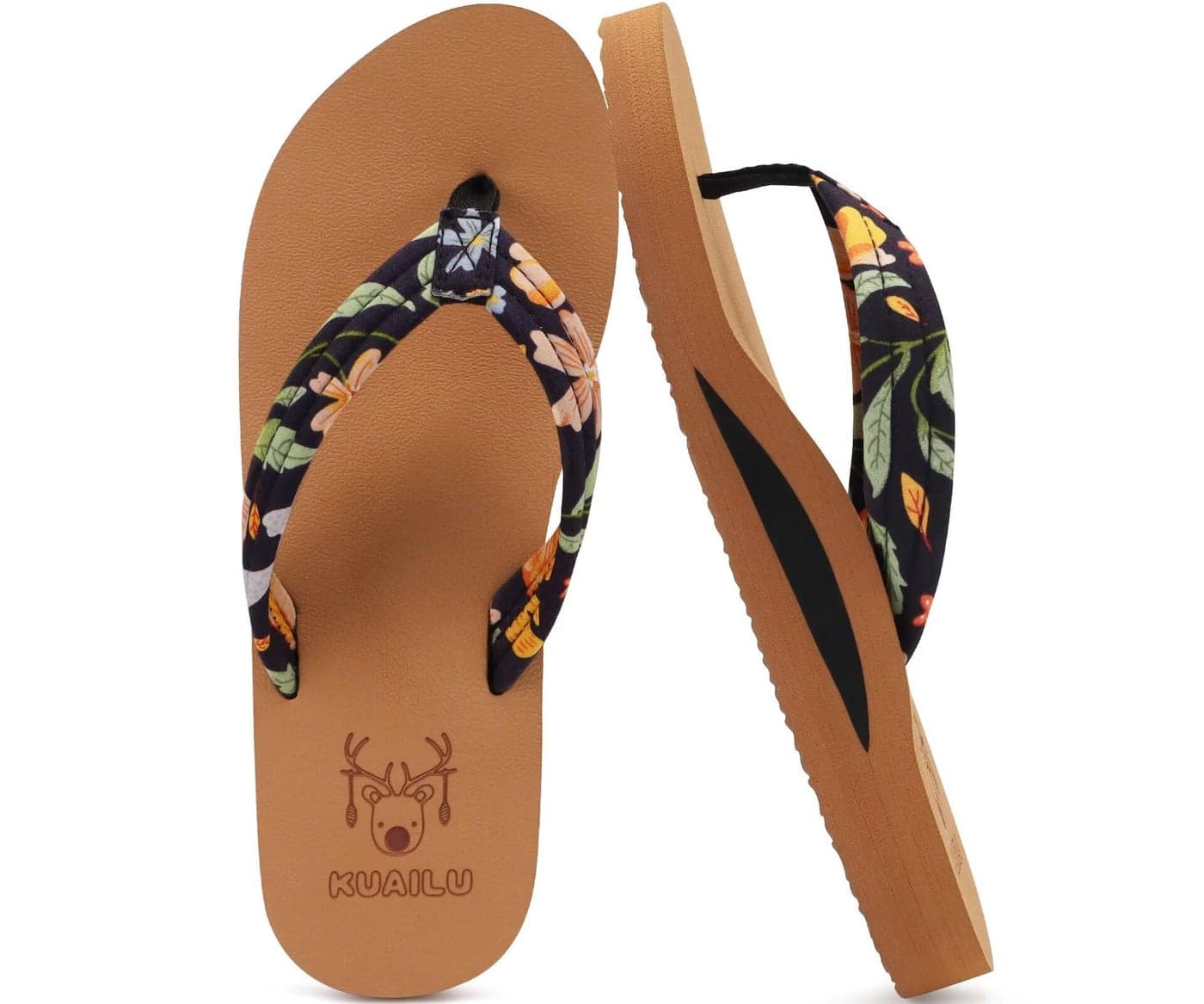 KuaiLu Womens Yoga Mat Flip Flops Comfortable Arch Support Ladies Summer Beach Pool Cushion Walking Thong Sandals Orthotic Slip on Outdoor Slides Travel Essentials Outfits Slippers Shoes Khaki Size 7