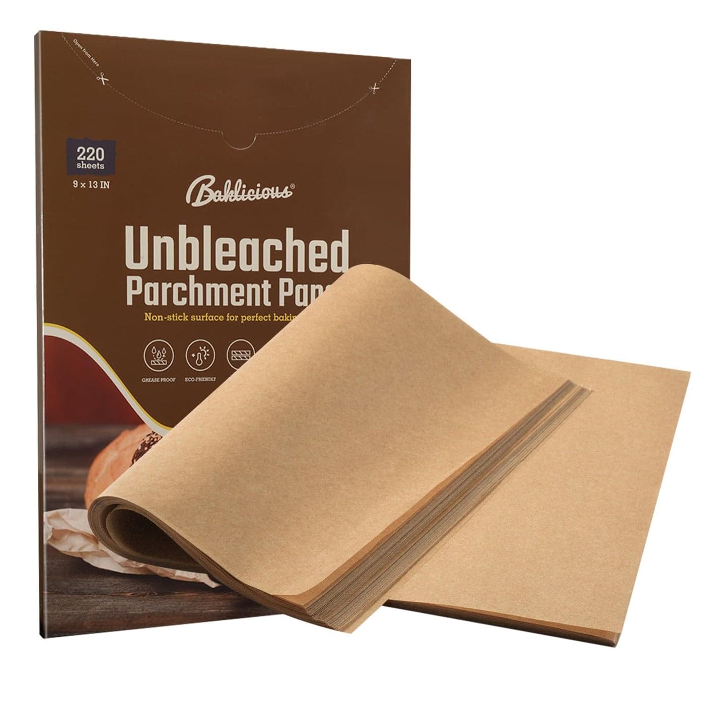 220 Pcs 9x13 inch Unbleached Parchment Paper Baking Sheets Baklicious Precut Heavy Duty Parchment Baking Paper for Air Fryer Oven Bakeware Steaming Cooking Bread CupCake Cookies