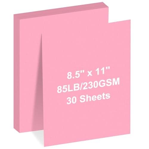 Cardstock 85 x 11 30 Sheets Cardstock Paper 85 lb230 gsmPink Card Stock for PrinterDrawingGift tagsInvitations Cards etc Pink 30 Sheets