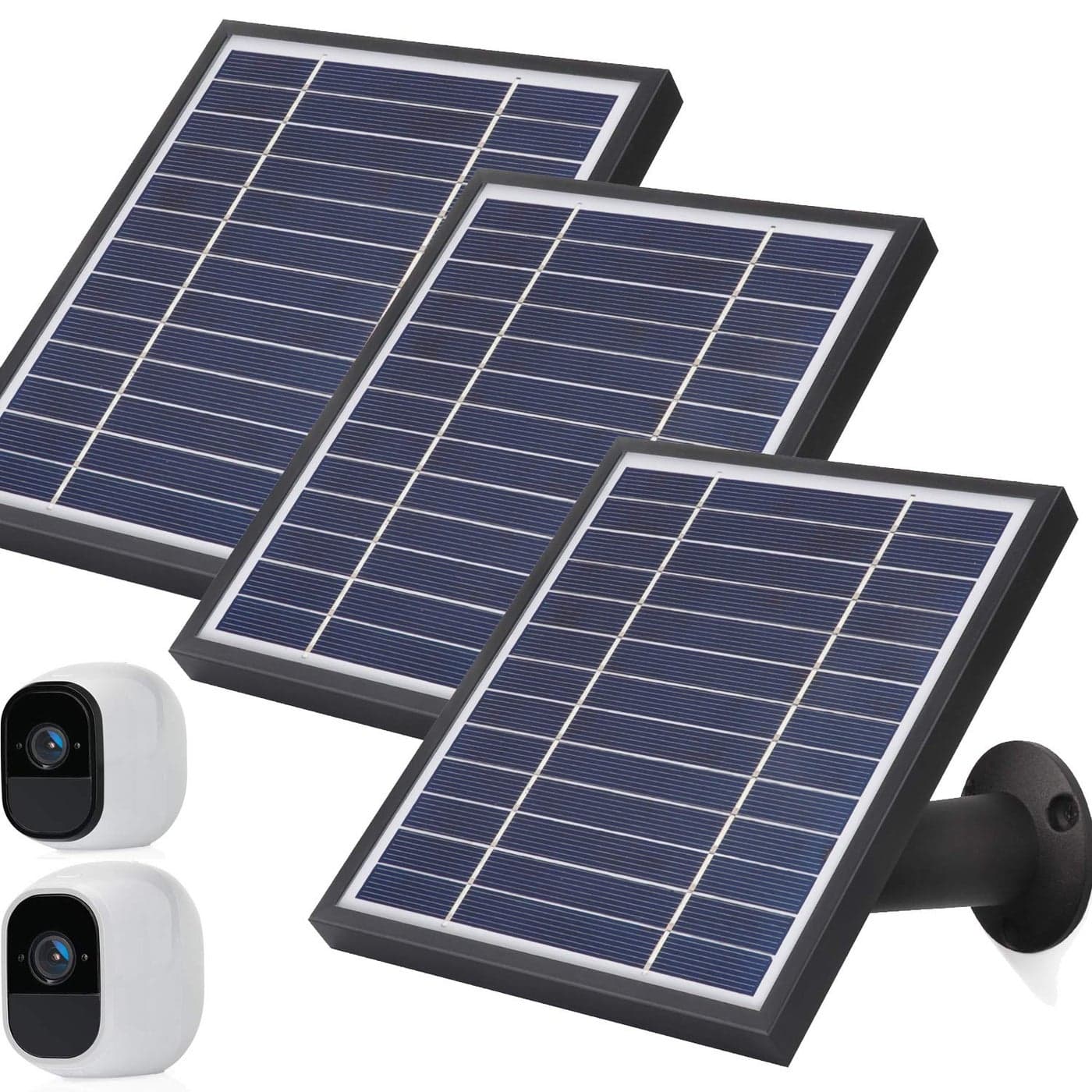 iTODOS Solar Panel Works for Arlo Pro and Arlo Pro2 Camera118feet Power Cable and Adjustable Mount 3 PackBlack