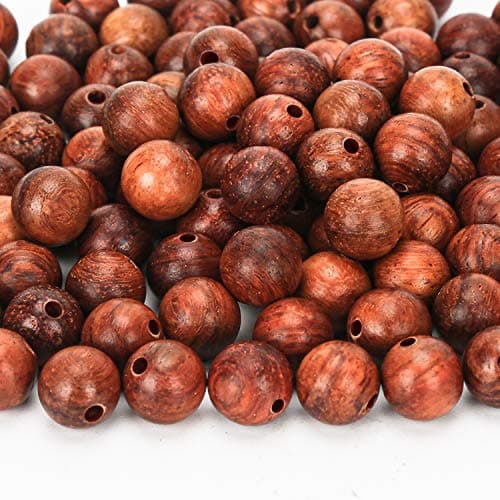 Prometis 200pcs 6mm Natural Sandalwood Round Beads Gorgeous Craft Handmade Polished Spacer Mala Pray Beads with Elastic Cord for Bracelets DIY Rosary Tasbih Jewelry Making