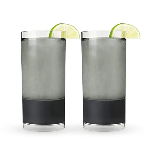 HOST Highball Cocktail Freeze Tumbler Frozen Cocktail Glass Double Walled Insulated Iced Coffee Tumbler BPA Free Drink Cooler 10 oz Black