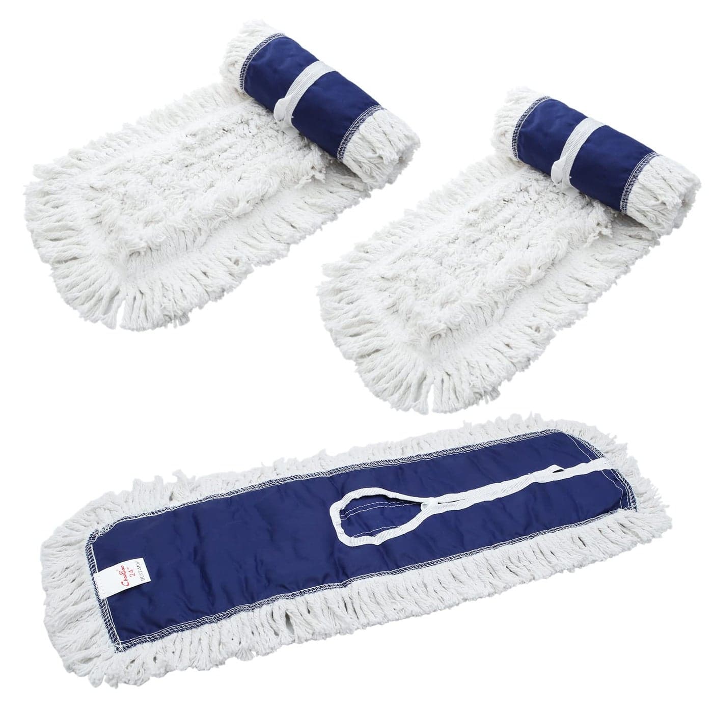 24 3 Pack Industrial Strength Cotton Dry Dust Mop Head Floor Dust Mop Refill Hardwood Floor Duster Broom Dry Floor Cleaning for Hardwood Ceramic Marble Tile Fits 24 Inch Frame