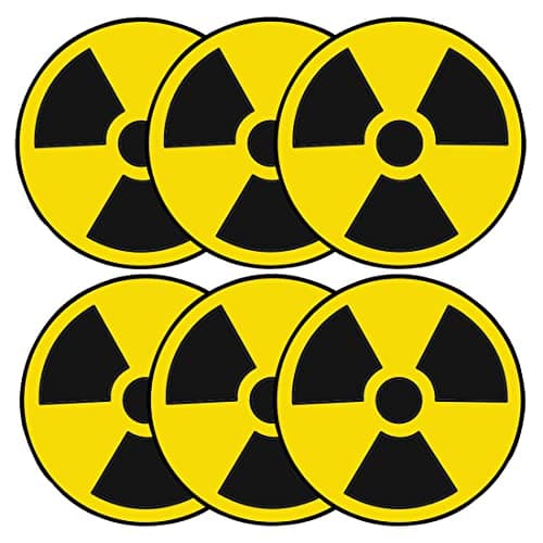 Haobase 6 Pcs Radiation Nuclear Symbol Danger Safety Warning Sign Stickers - Self Adhesive Vinyl - 8 cm x 8 cm