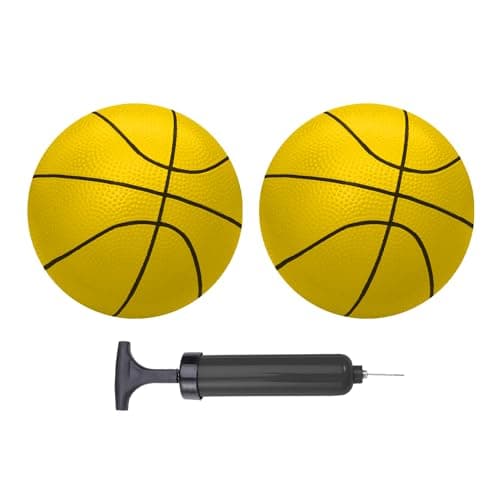 ABAJI Mini Basketballs Yellow 2 Pack 5 Set with Pump Needle Durable Material for Mini Hoop 3 Years Toddlers Kids Teenagers for Pool Indoors Outdoors