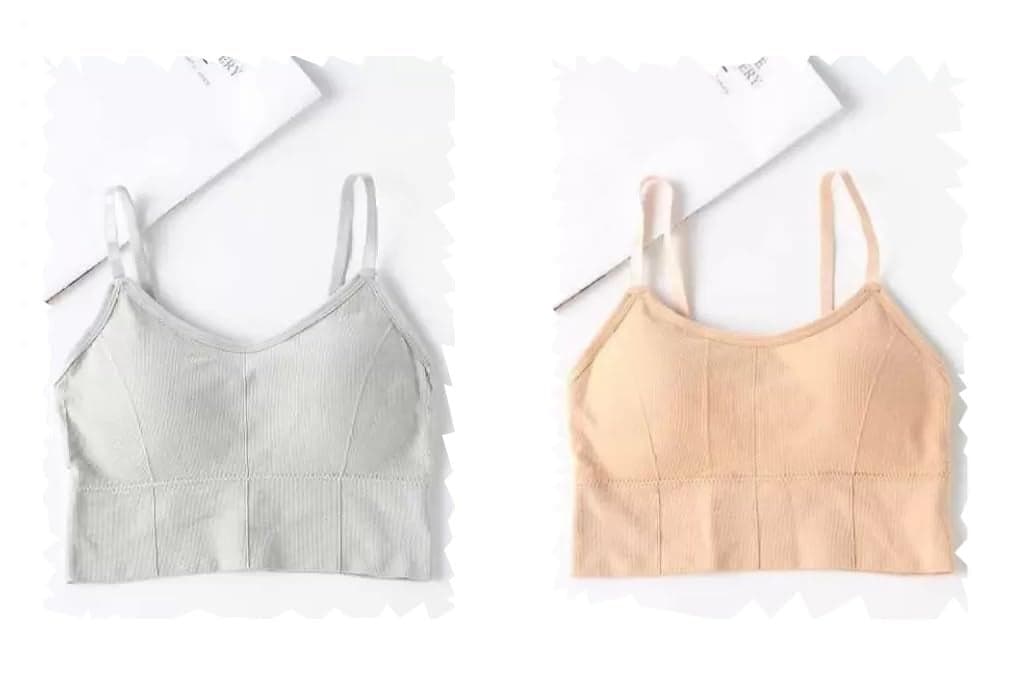 Acnos Pack of 2 Women Sports Lightly Padded Bra Combo (Grey-Beige Skin) (Free Size Fit Up to 28-30-32-34)