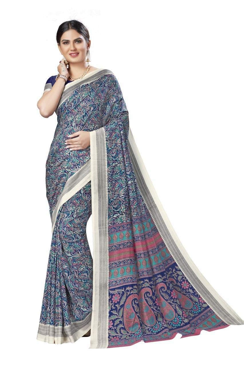 Miraan Women's Art Silk Printed Saree With Blouse Piece (VI2445; Multicolored)