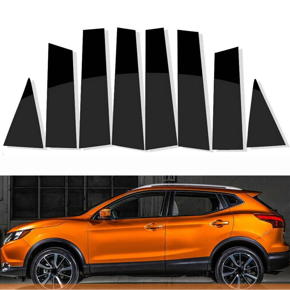 8Pcs Pillar Posts Door Window Trim Cover for Nissan Rogue 2014 2015 2016 2017 2018 2019 2020 Piano Black