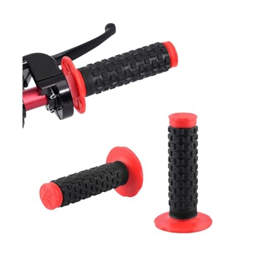 Bittwee 2PCS Motorcycle Hand Grip 78 22mm 24mm Left Right Rubber Motorbike Pillow Thruster Grips AntiSlip Racing Handlebar Grips Universal for Motocross Scooter Dirt Bike RedBlack