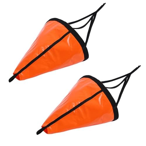 Tandefio 2 Pcs Drift Sock for Fishing Boat Marine Boat Parachute Sea Anchors for Boats 250d Nylon Trolling Fishing Drogue for Inflatable Sail Drift Anchor for Kayak Pontoon 32 InchOrange